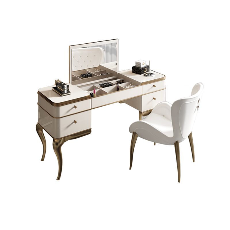 4 Storage Drawers Mirrored Vanity Victorian Wooden Make-up Vanity