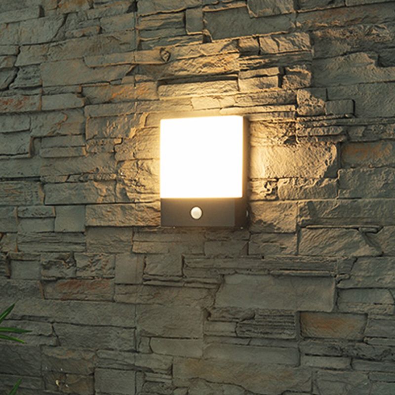 Quadratische Schatten Metallwandbeleuchtung moderner Stil 1 Licht Wand Licht Leuchte in Schwarz