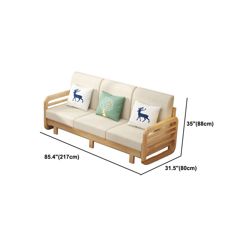 Solid Wood/Linen Natural Sofa with Chaise Nordic 34.65" H Cushions Sofa