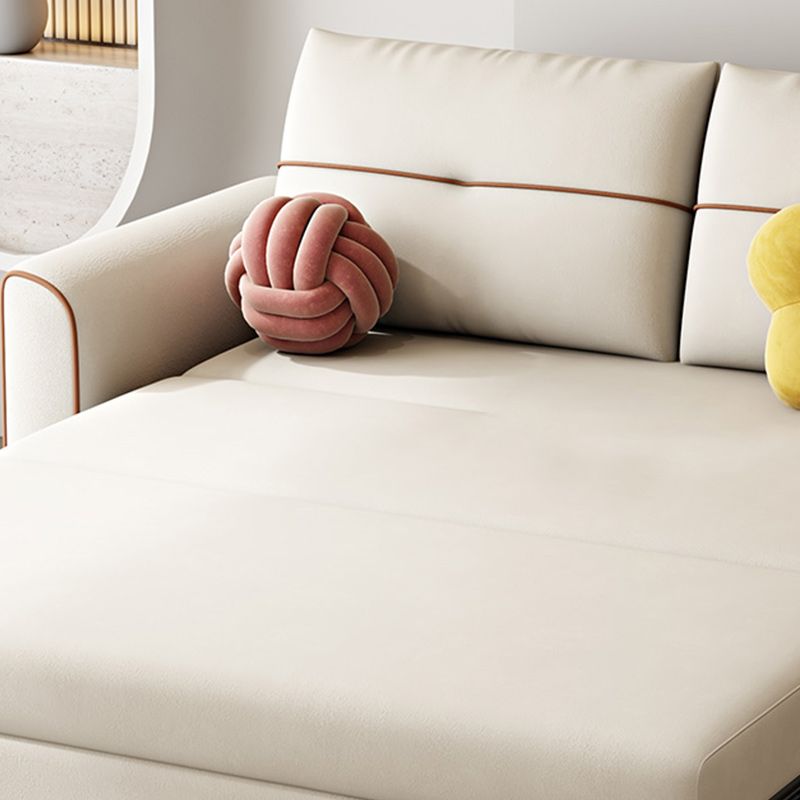 White Futon Sleeper Sofa Bed with Magazine Storage Convertible Sofas