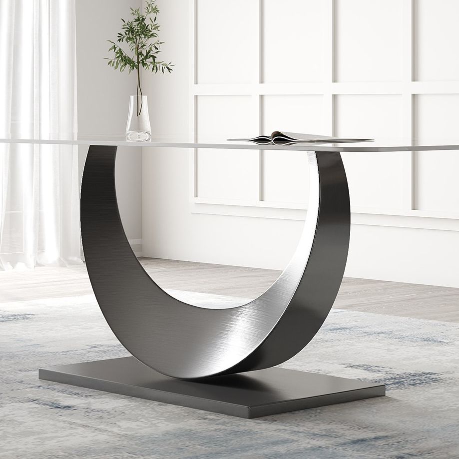 Modern Dining Room Set 1/3/4/5/8 Pcs Sintered Stone Top Table with Wingback Chairs