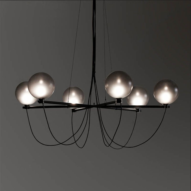 Fladiente di vetro grigio grigio a 6 luci Light Light Post-Modern Style Living Lighting Secondo