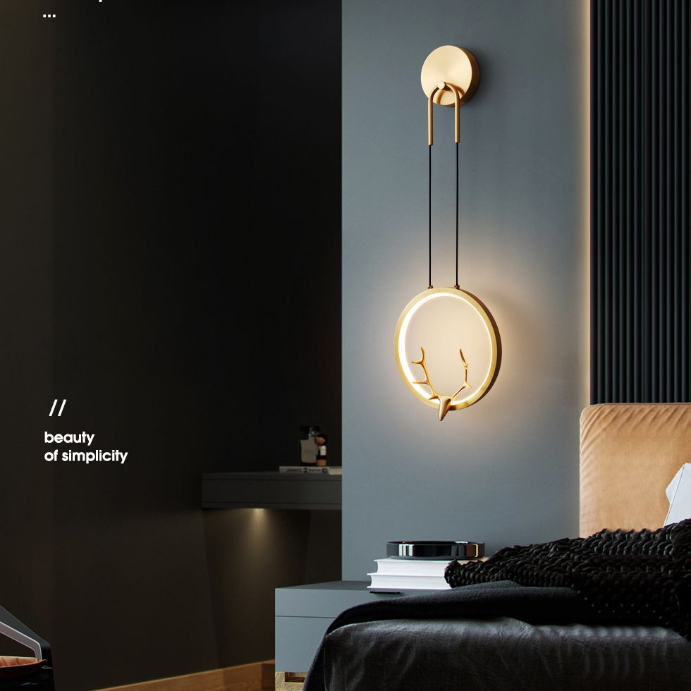 1-Licht Metall zeitgenössische Wandleuchte Antlers Schaftlampe für Schlafzimmer