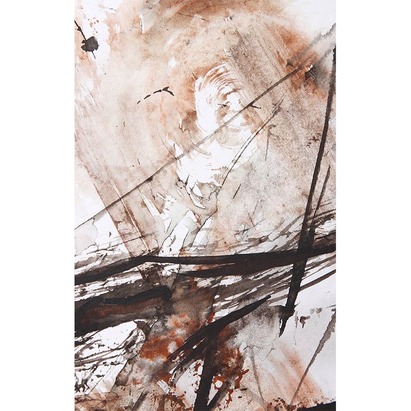 Full-Size Complicated Mural for Bedroom Abstract Wall Covering in Red Brown, Washable