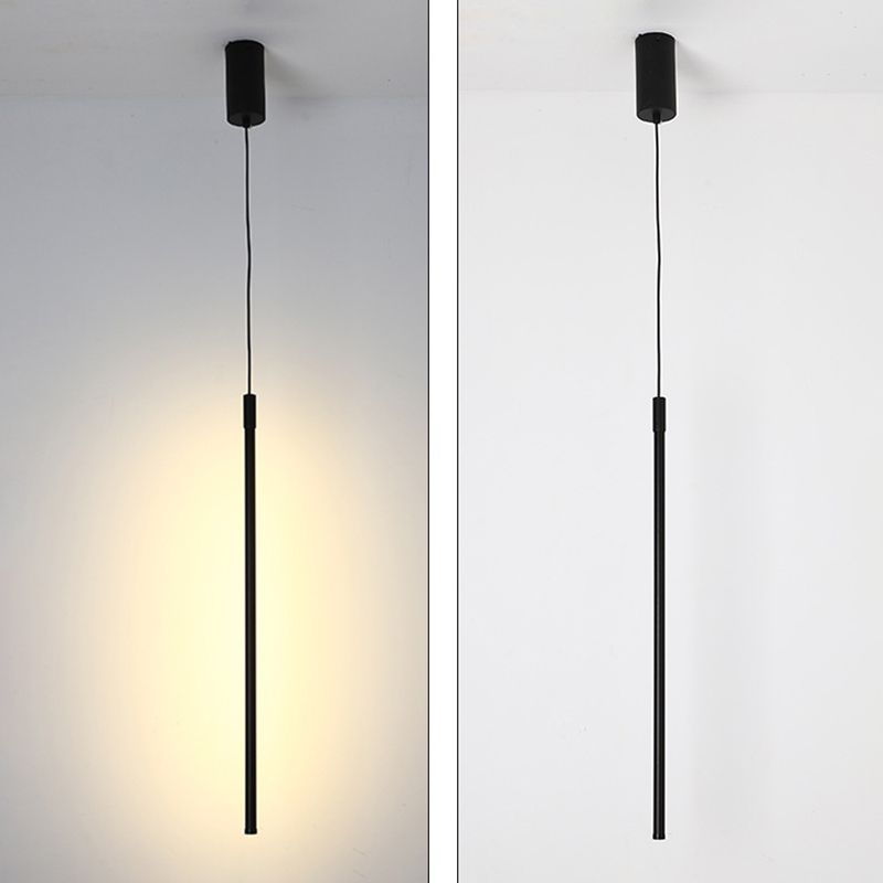 Modern Simple Style LED Line Hanging Pendant 1 Light Hanging Ceiling Light in Black for Hotel