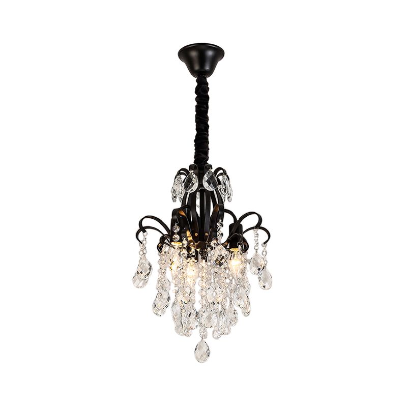 Lampadario lampadario Crystal Light Light Vintage 3/7 Luci Black Afmea appennata con bracci curvi