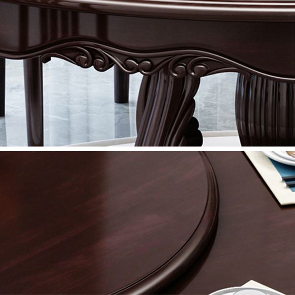 Glossy Brown Wood Dinette Table with Pedestal Traditional Round Dining Table