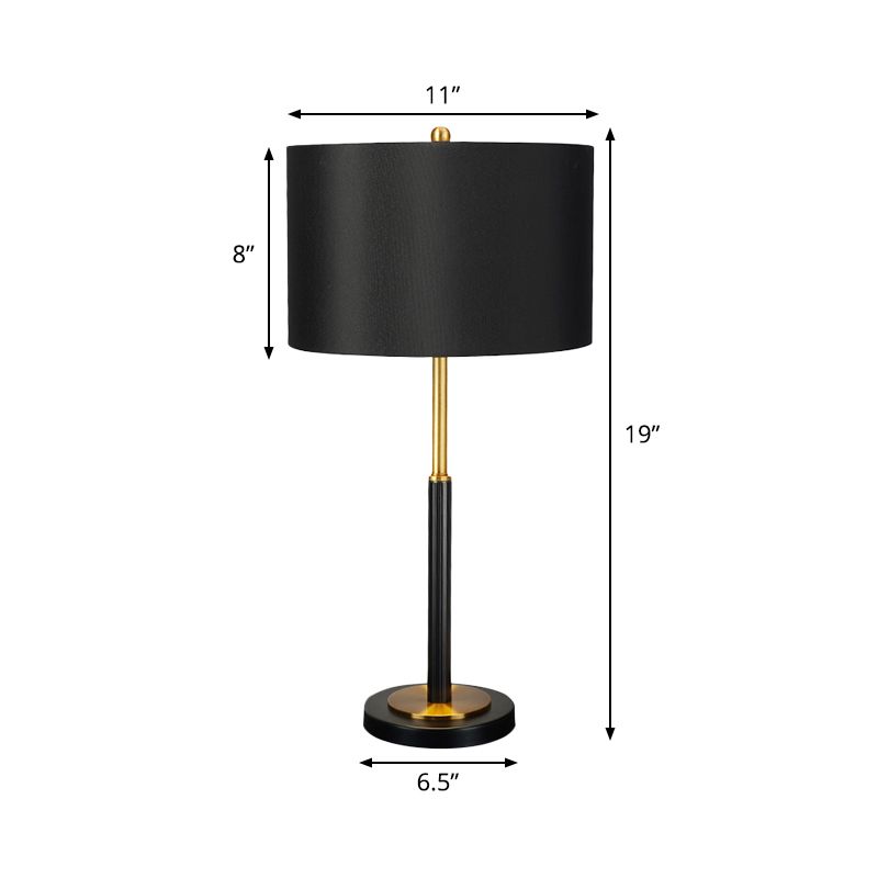 Lámpara de mesa nocturna de tela de tambor de lujo 1 Bulbo Night -Stand Light para sala de estar