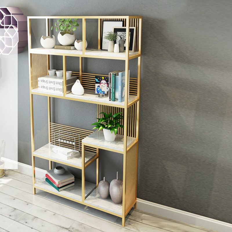 11.81" W Glam Antique Finish Shelf Bookcase Etagere Metal Bookshelf