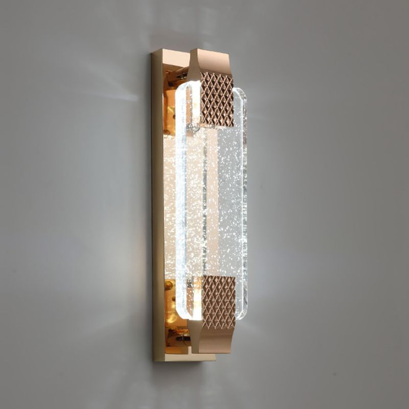 LED Crystal Wall Mount Lighting in Gold & Clear Modern Wall Sconce