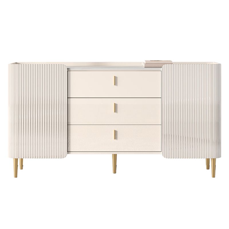 Glam Style Buffet Table Stone Side Board with Cabinet and Drawers