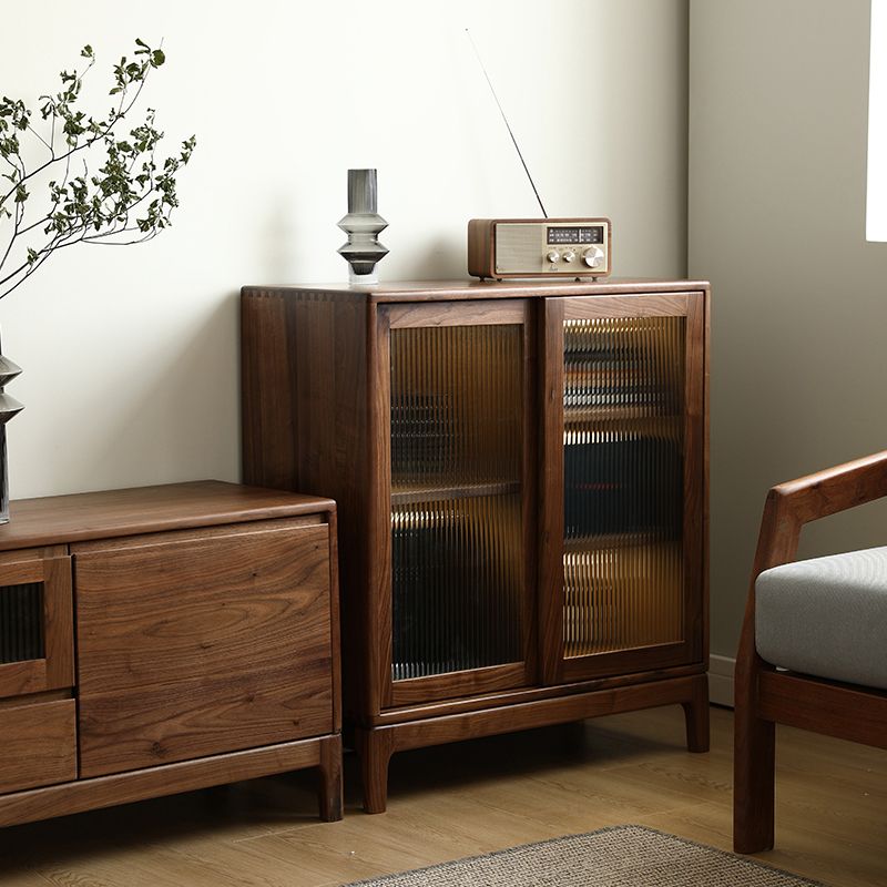 Mid-Century Modern Rectangle Accent Cabinet Solid Wood Brown Accent Cabinet