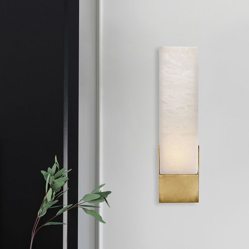 Modern Cuboid Sconce Light Fixture Stone 1-Light Wall Lights for Bedroom