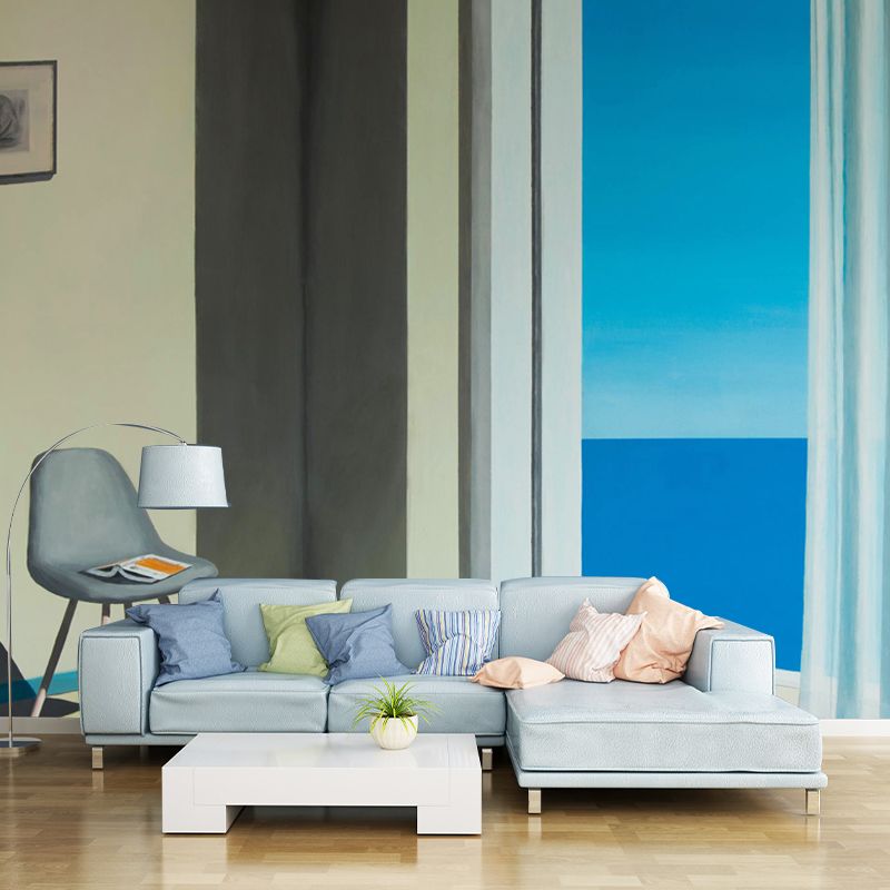 Full Size Artistry Mural Wallpaper Blue-Brown A Room with A View Painting Wall Decor, Custom Made