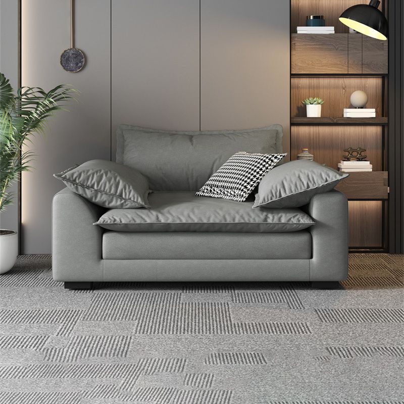 Stain Resistant Sofa Couch Square Arm Sofa Set with Pillows in Grey