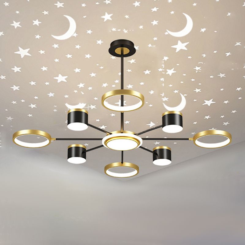 LED Simple Chandelier Lamp Multi Lights Round Shape Hanging Pendant Light for Living Room