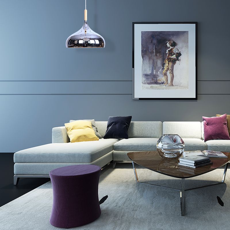 1 têtes de bol de bol d'éclairage pendentif moderniste élégant chromé / or / rose or métallique suspendue en suspension pour table à manger