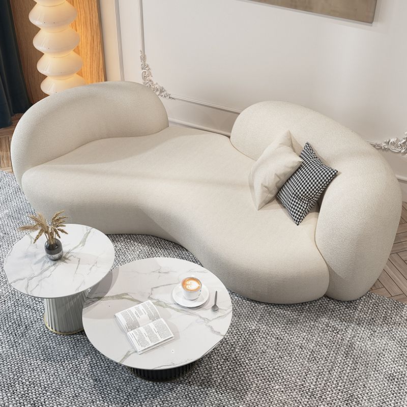 Modern Camel Back Sofa 27.56"High Round Arm Sofa for Apartment, White
