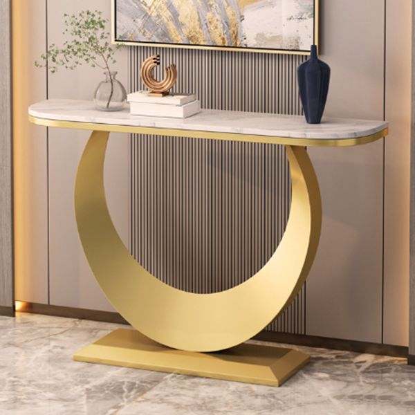Modern Console Table Stone Half Moon End Table , 11.81-inch Wide