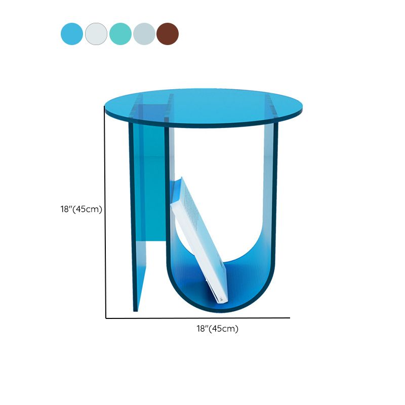 Modern Acrylic Round End Table Abstract Base Side Table with Storage