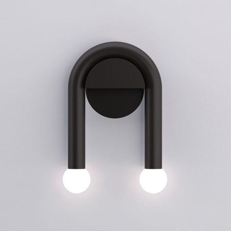 Modernism 2-Light Black Wall Mounted Sconce Metal Wall Light for Bedroom