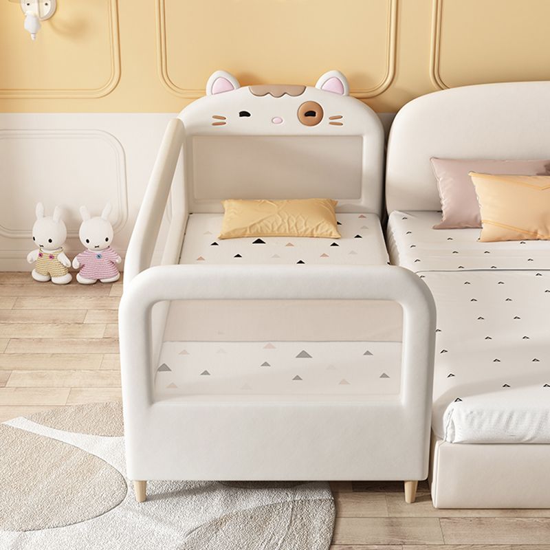 Solid Wood Twin Size Kids Bed Modern White Cat Bed Frame with Mattress