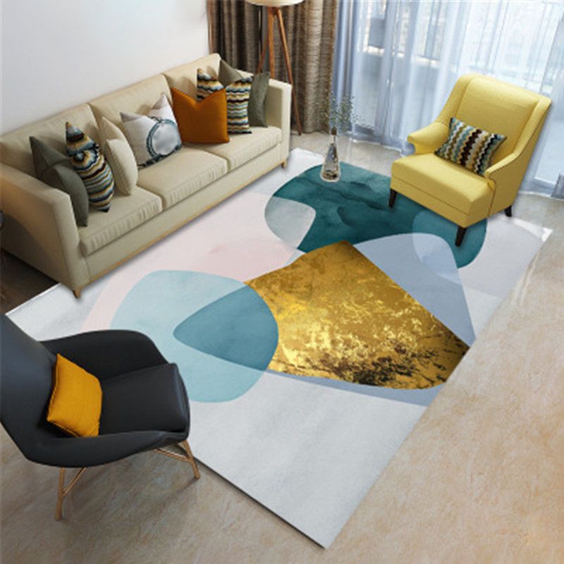 Contemporary Indoor Rug Polyester Abstract Printing Rug Washable Carpet for Living Room