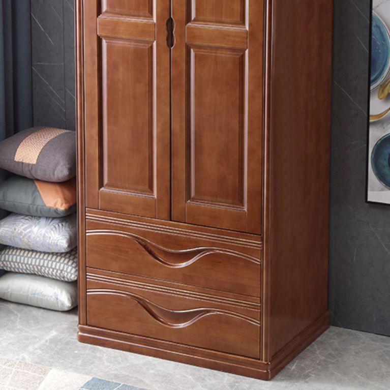 Traditional Wardrobe Armoire Solid Wood Wardrobe Closet with Shelves