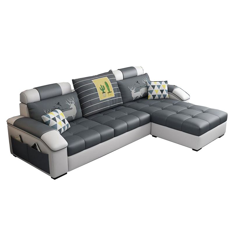 Modern Square Arm Sectionals 31.5"H High Back Sofa with Storage