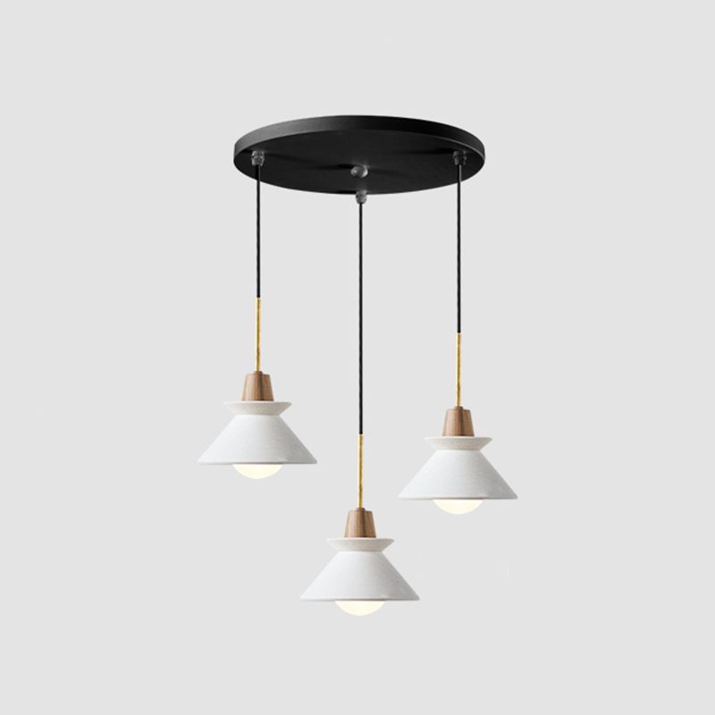 Luz de colgante cónica blanca de lámpara minimalista de cemento colgante de techo de techo