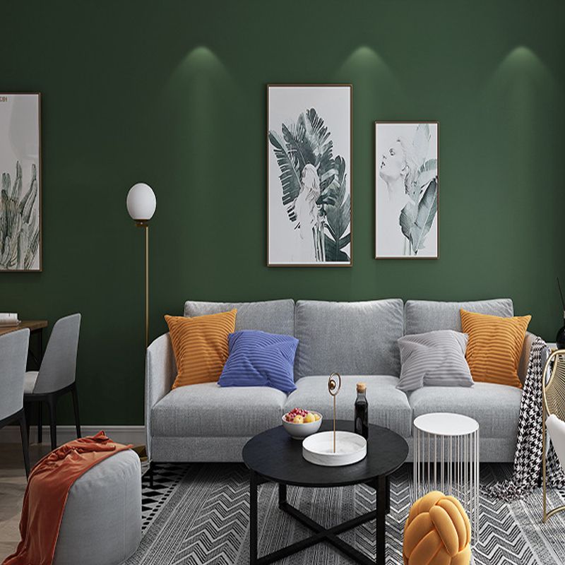 Solid Color Wallpaper Roll Stain-Proof Contemporary Living Room Wall Art, 54.2-sq ft