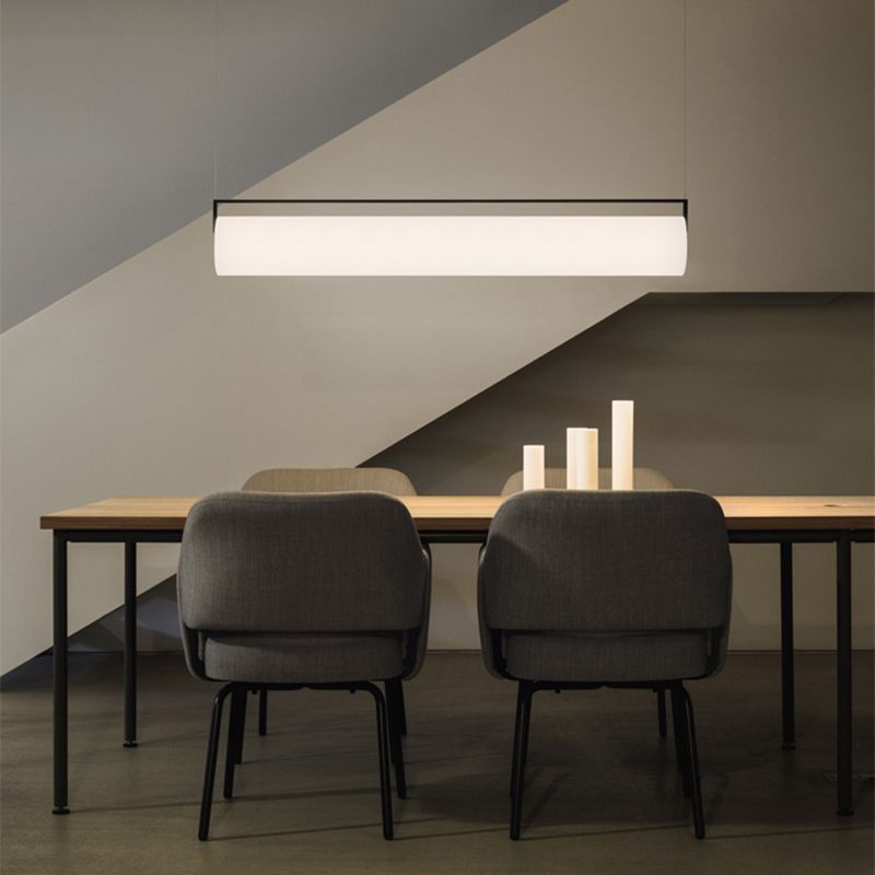 Cylindrical Shape Metal Island Chandelier Modern Style 1 Light Island Ceiling Light