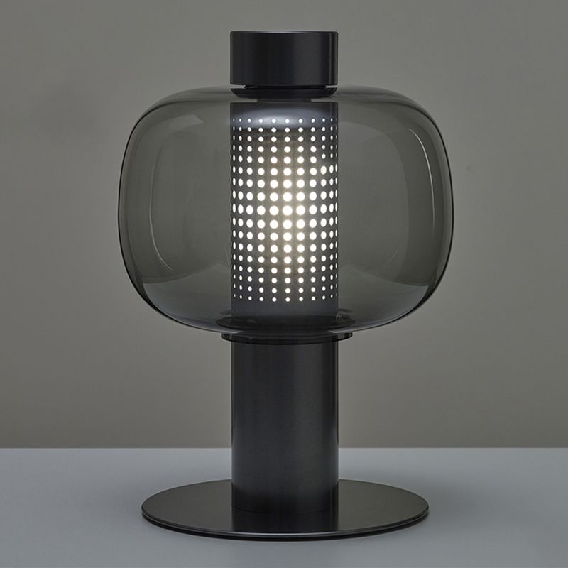 Drum Night Table Lamps Modern Style Glass 1 Light Table Lamp