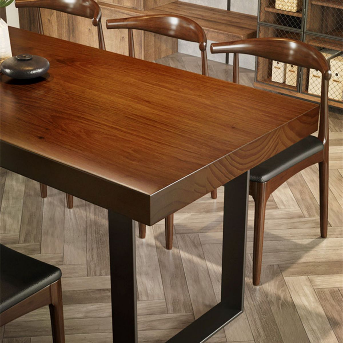 Modern Dining Set 1/5/7 Pieces Rectangle Pine Wood Dining Table for Canteen