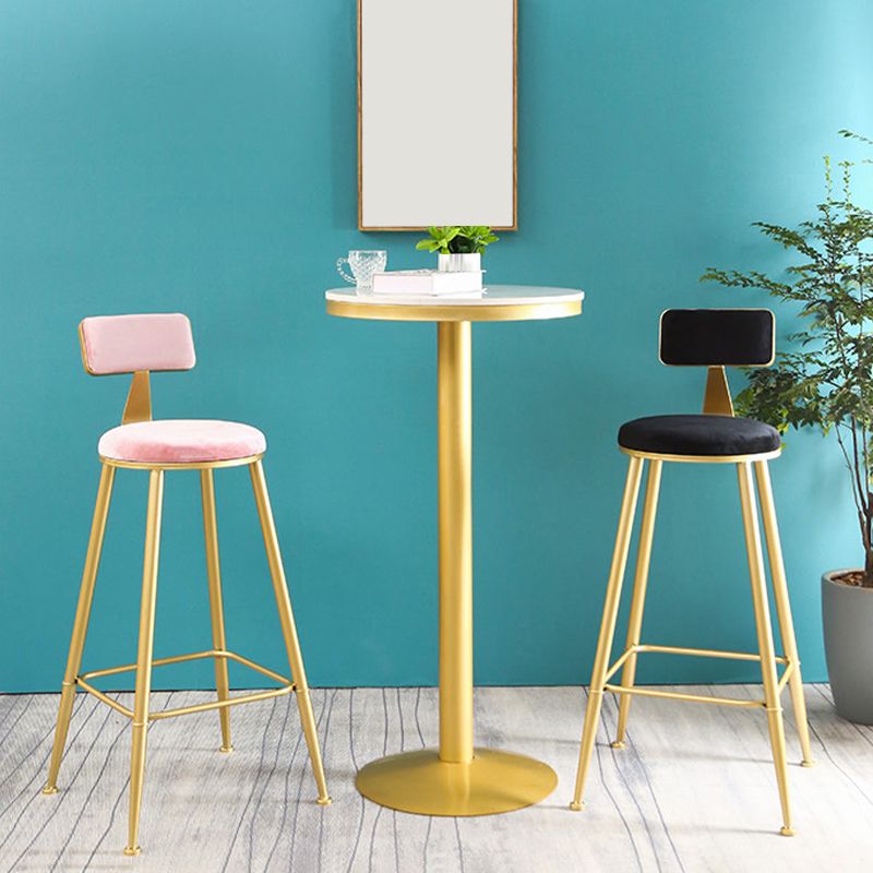 Metal Low Back Dining Stools Glam Armless Bar Stools with Gold Metal Base