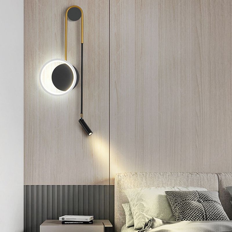 Lampada a parete a LED in stile moderno Fissaggi di illuminazione a parete in metallo con ombra acrilica per soggiorno