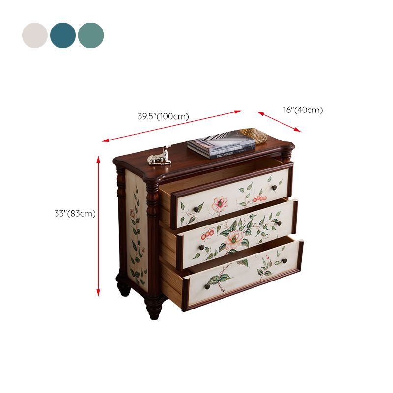 Distressed Wood Accent Chest 32.8" Tall 3 Drawers Side Cabinet
