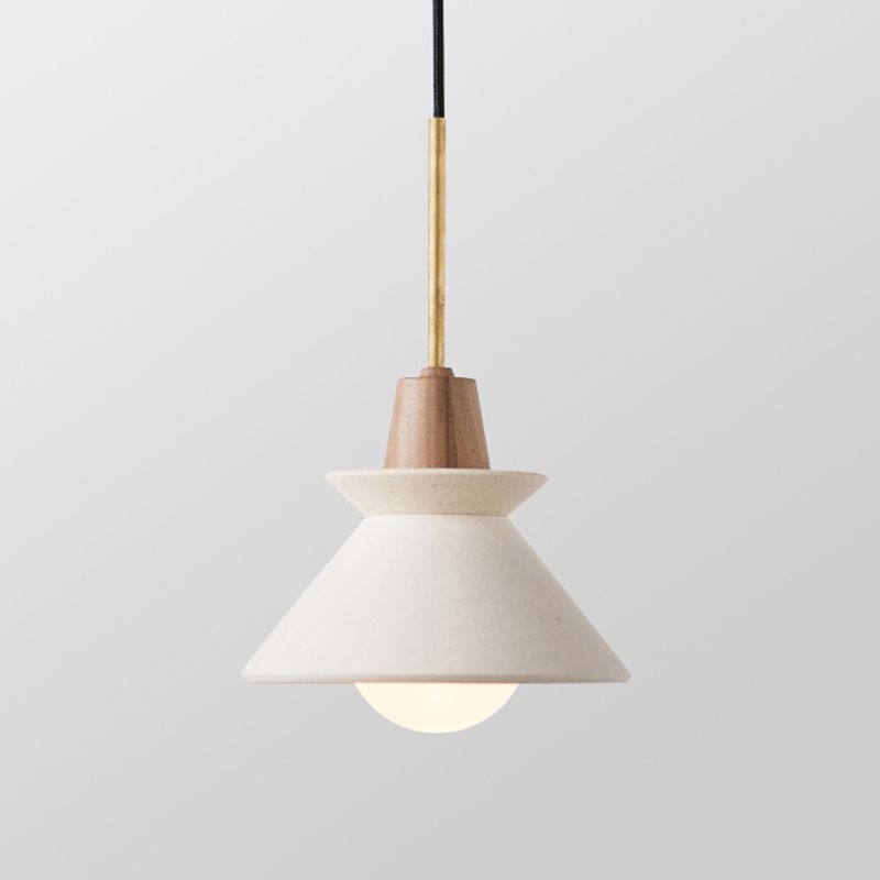 White Cone Pendant Lighting Fixture Nordic Style Cement Suspension Pendant Light