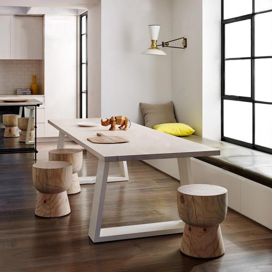 Mesa de comedor rectangular de lujo tradicional, mesa de madera maciza con pedestal doble para comedor
