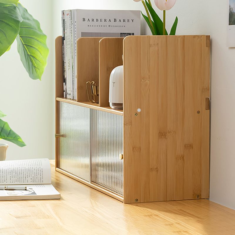 Contemporary Closed Back Bookcase Bamboo Horizontal Bookshelf with Cabinets