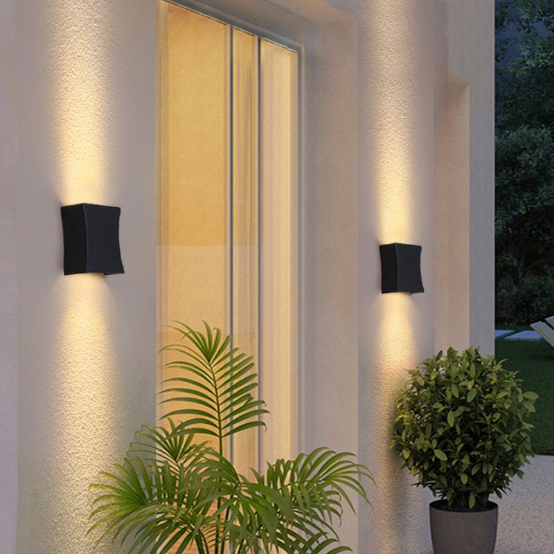 Modern Style Rectangular Wall Sconce Lighting Metal 2 Lights Wall Washer Sconce in Black