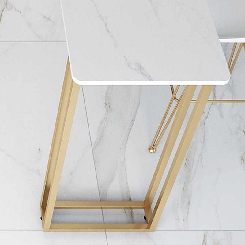 Contemporary Gold and White Counter Wine Table Marble Fixed Table Indoor Patio Bar Table