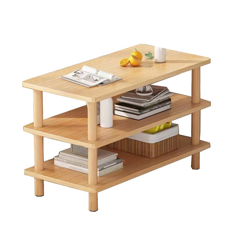 Scandinavian Wood Top End Table 4 Legs Sofa Side Table with Storage