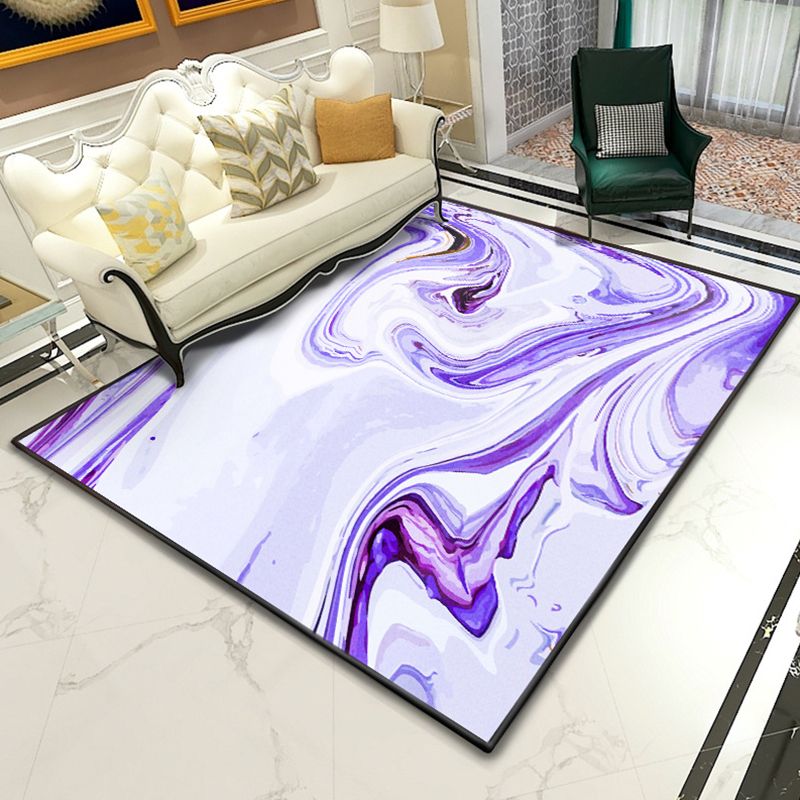Modern Abstract Lava Print Rug Multi-Colored Modern Carpet Polypropylene Stain Resistant Non-Slip Backing Machine Washable Rug for Home