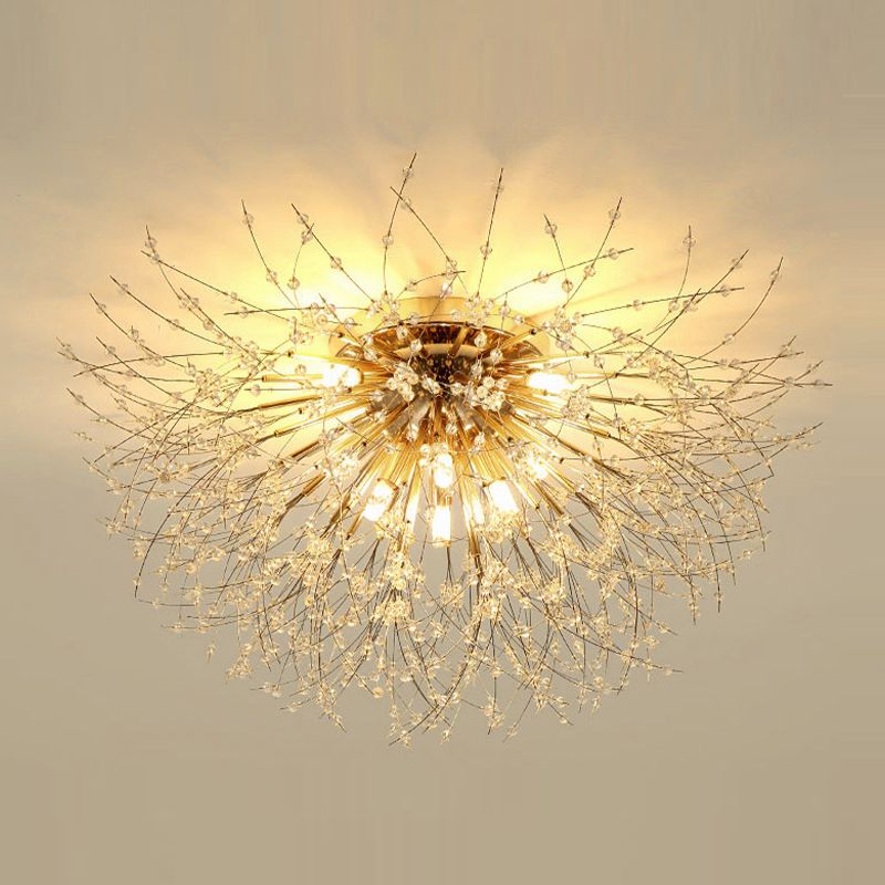 Modern Ceiling Lamp Crystal Flush Mount Light Fixture for Bedroom