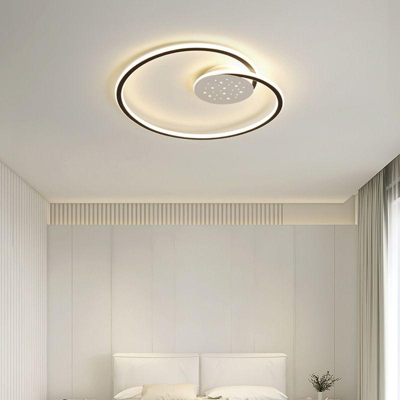 Line Shape LED Ceiling Lamp Modern Iron 2-Light Flush Mount for Bedroom