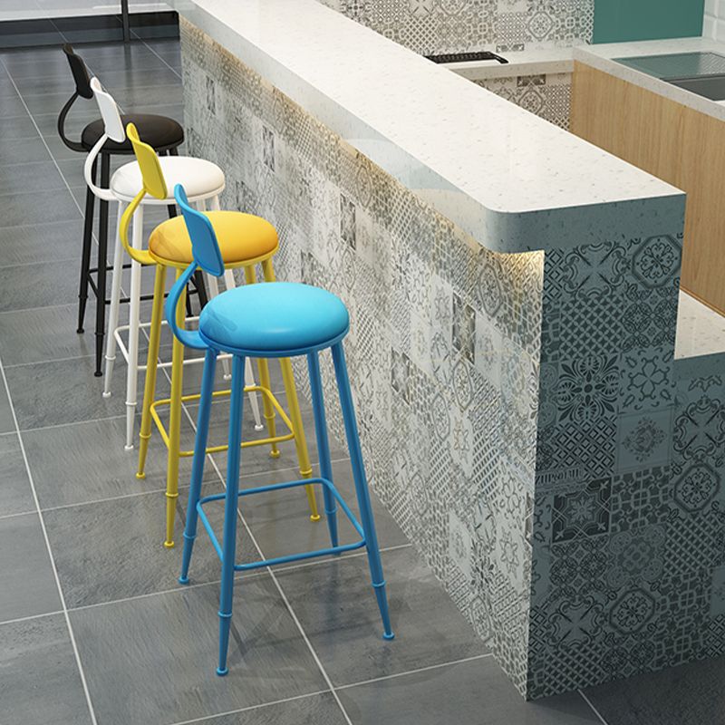 Scandinavian Metal Barstool Leather Barstools in Matte Finish for Indoor