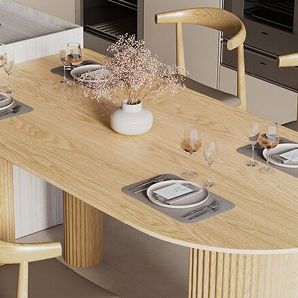 Free Form Dining Table Pine Solid Wood Dining Table in Walnut and Natural
