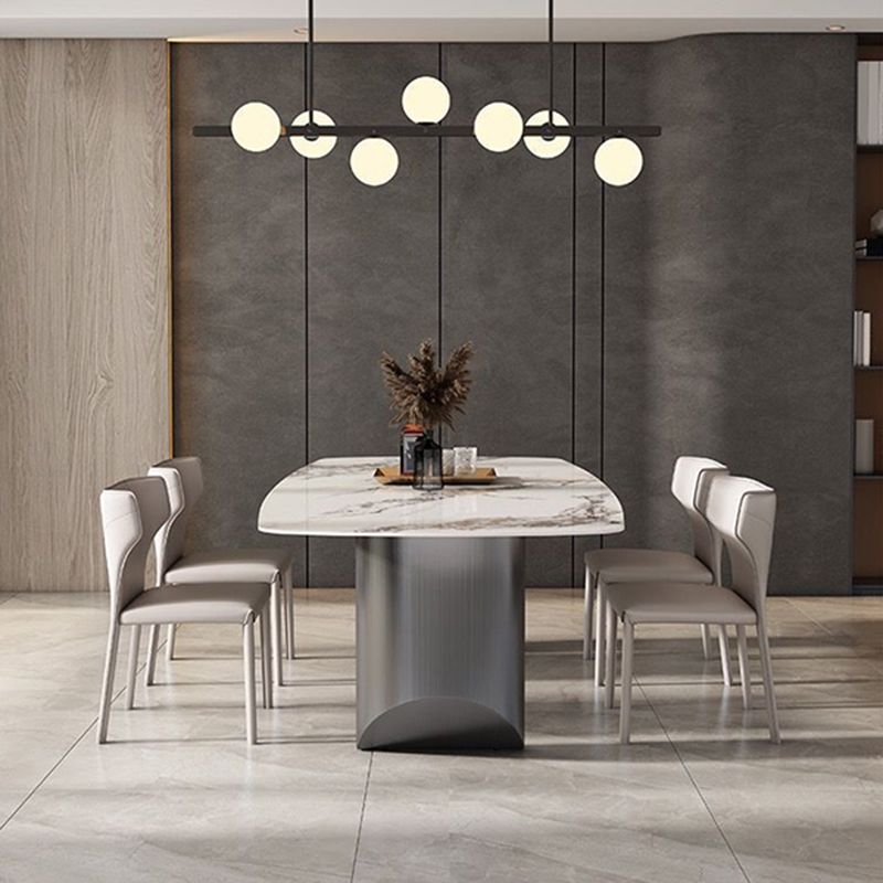 Stone Modern Dining Table Double Pedestal Table for Dining Room