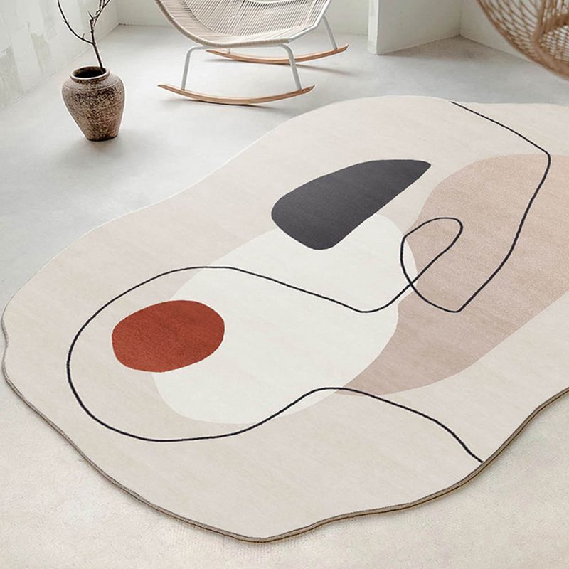 Contemporary Gray Tone Rug Polyester Carpet Stain Resistant Novelty Shape Carpet for Living Room